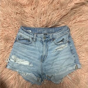 American Eagle Outfitters Light Blue Distressed Jean Shorts